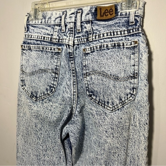 Vintage 1980s USA Acid Wash Frosted High Waist Tapered Leg Mom Jeans sz 26x 31 - Picture 5 of 12